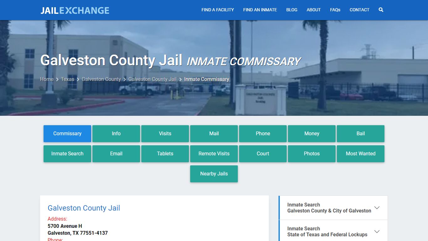 Inmate Commissary, Care Packs - Galveston County Jail, TX